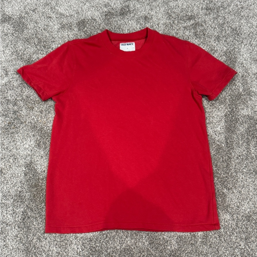 Vintage Old Navy Men's Vibrant Red Short Sleeve Tee